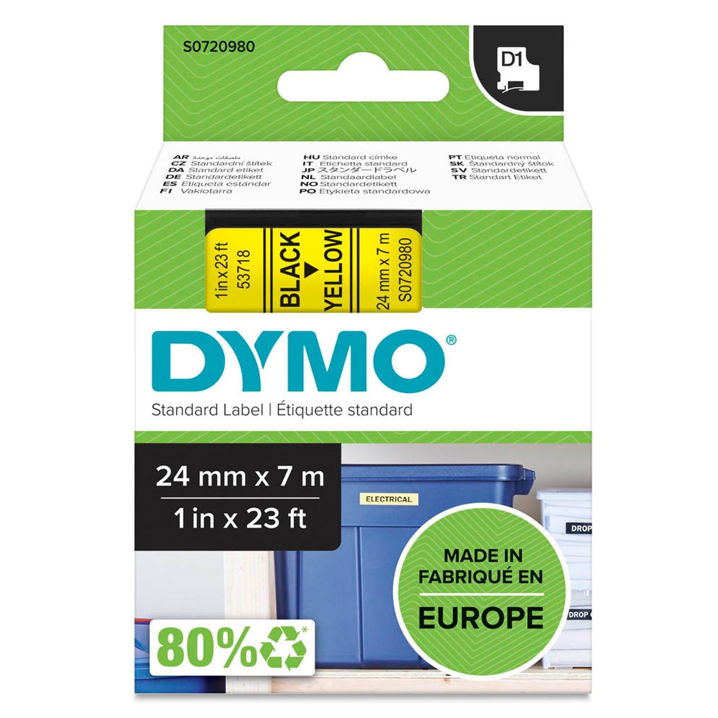 DYMO Schriftband D1 53718 , 24 mm schwarz auf gelb | S0720980