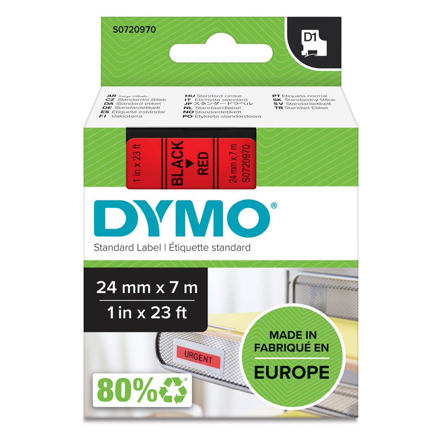 DYMO Schriftband D1 53717 , 24 mm schwarz auf rot | S0720970