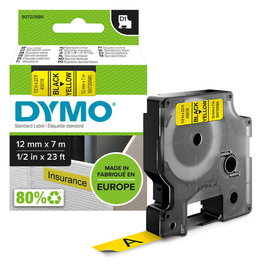 DYMO Schriftband D1 45018 , 12 mm schwarz auf gelb | S0720580