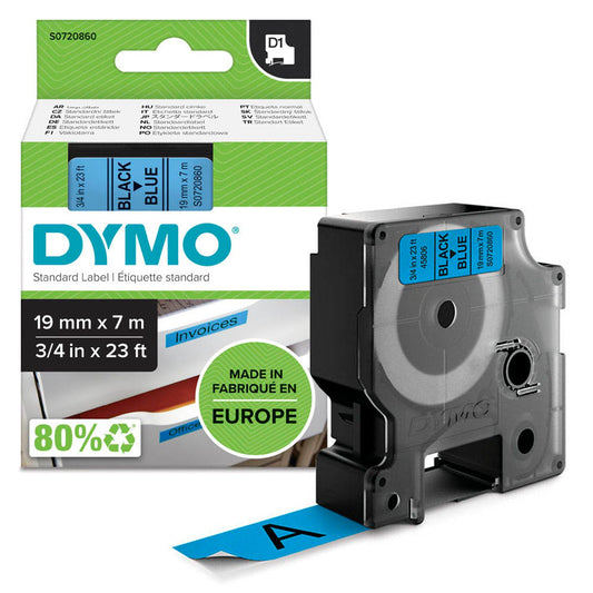 DYMO Schriftband D1 , 19 mm schwarz auf blau | S0720860