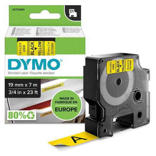 DYMO Schriftband D1 , 19 mm schwarz auf gelb | S0720880
