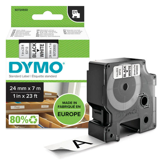 DYMO Schriftband D1 53713 , 24 mm schwarz auf weiß | S0720930