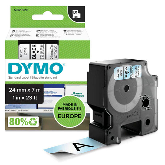 DYMO Schriftband D1 53710 , 24 mm schwarz auf transparent | S0720920