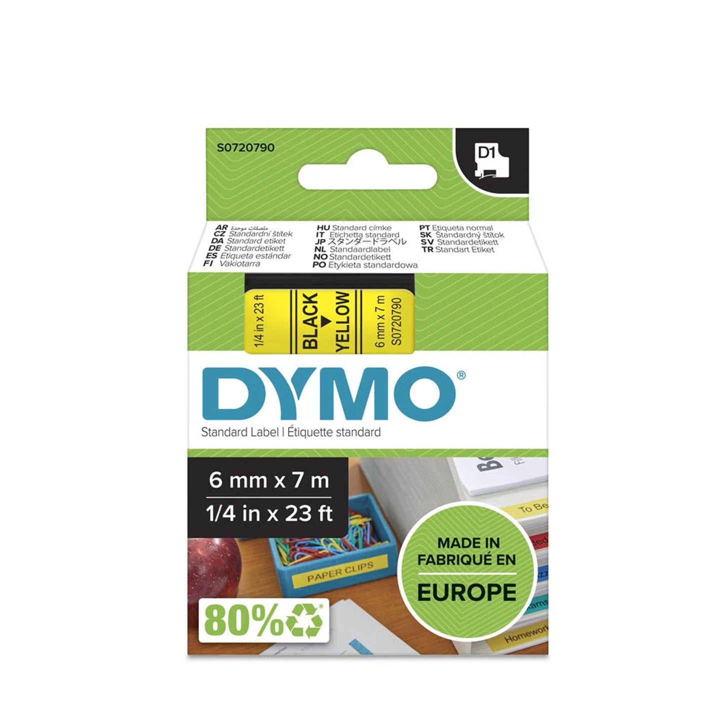 DYMO Schriftband D1 43618 , 6 mm schwarz auf gelb | S0720790