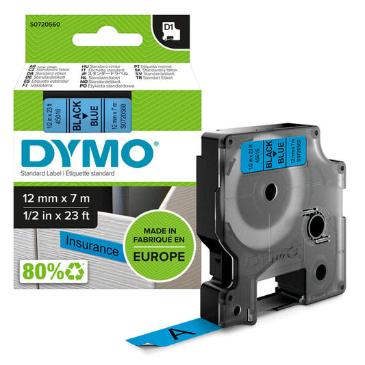 DYMO Schriftband D1 45016 , 12 mm schwarz auf blau | S0720560