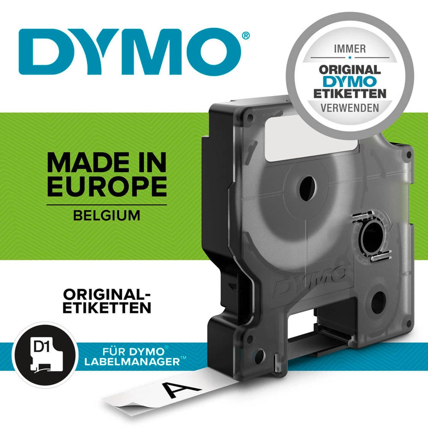 DYMO Schriftband D1 , 19 mm schwarz auf grün | S0720890