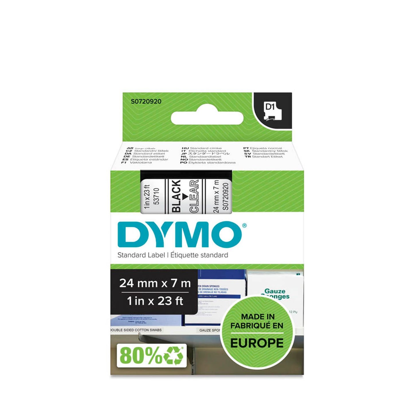 DYMO Schriftband D1 53710 , 24 mm schwarz auf transparent | S0720920