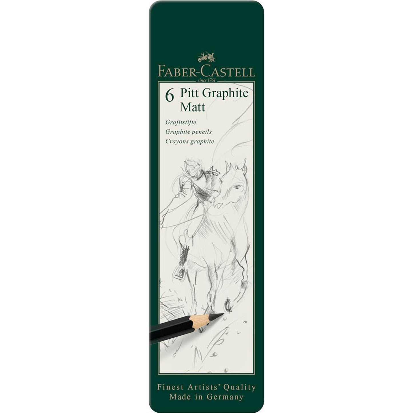 FABER-CASTELL Pitt Graphite Matt Graphitstifte schwarz | 115207 | 1 Pack = 6 St.
