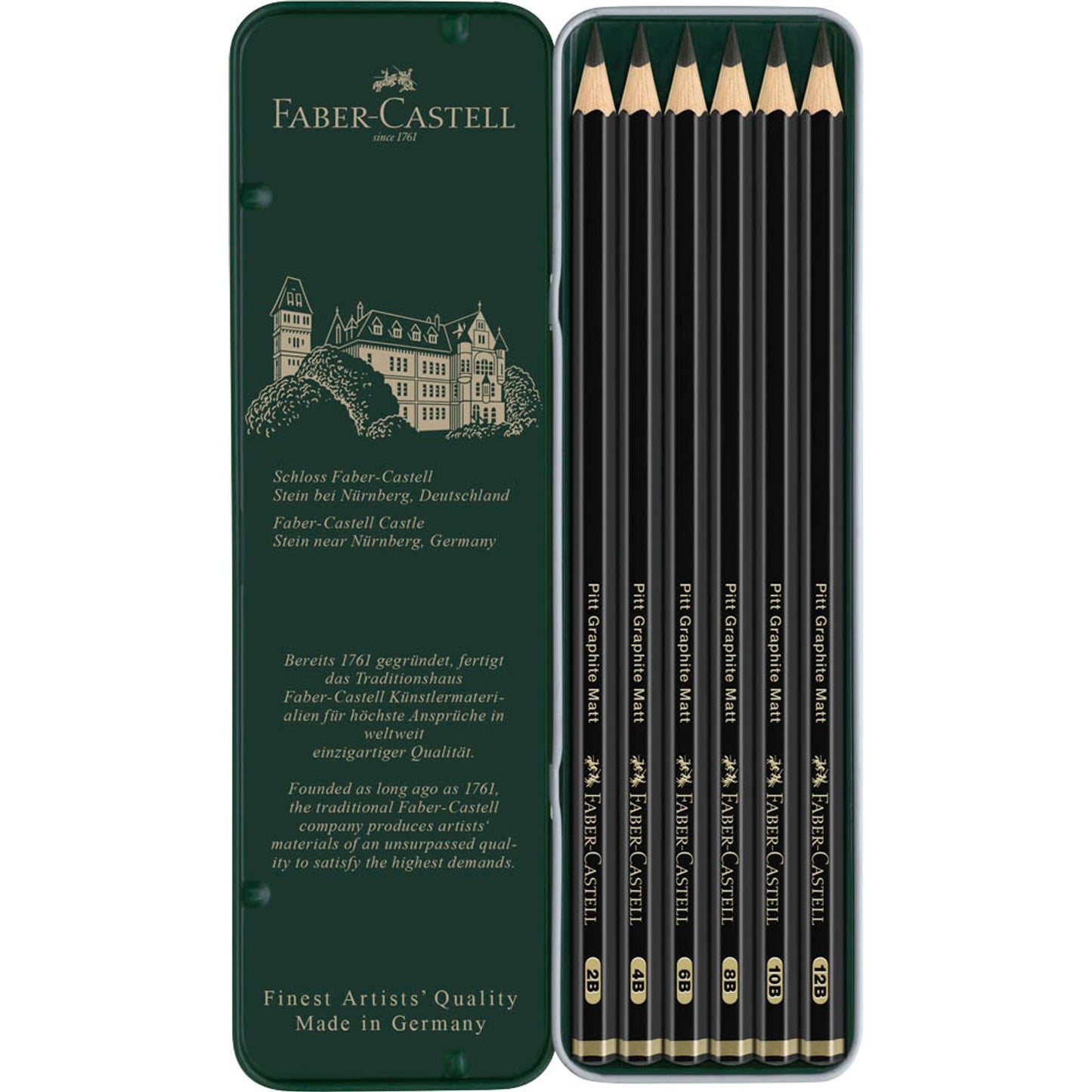 FABER-CASTELL Pitt Graphite Matt Graphitstifte schwarz | 115207 | 1 Pack = 6 St.