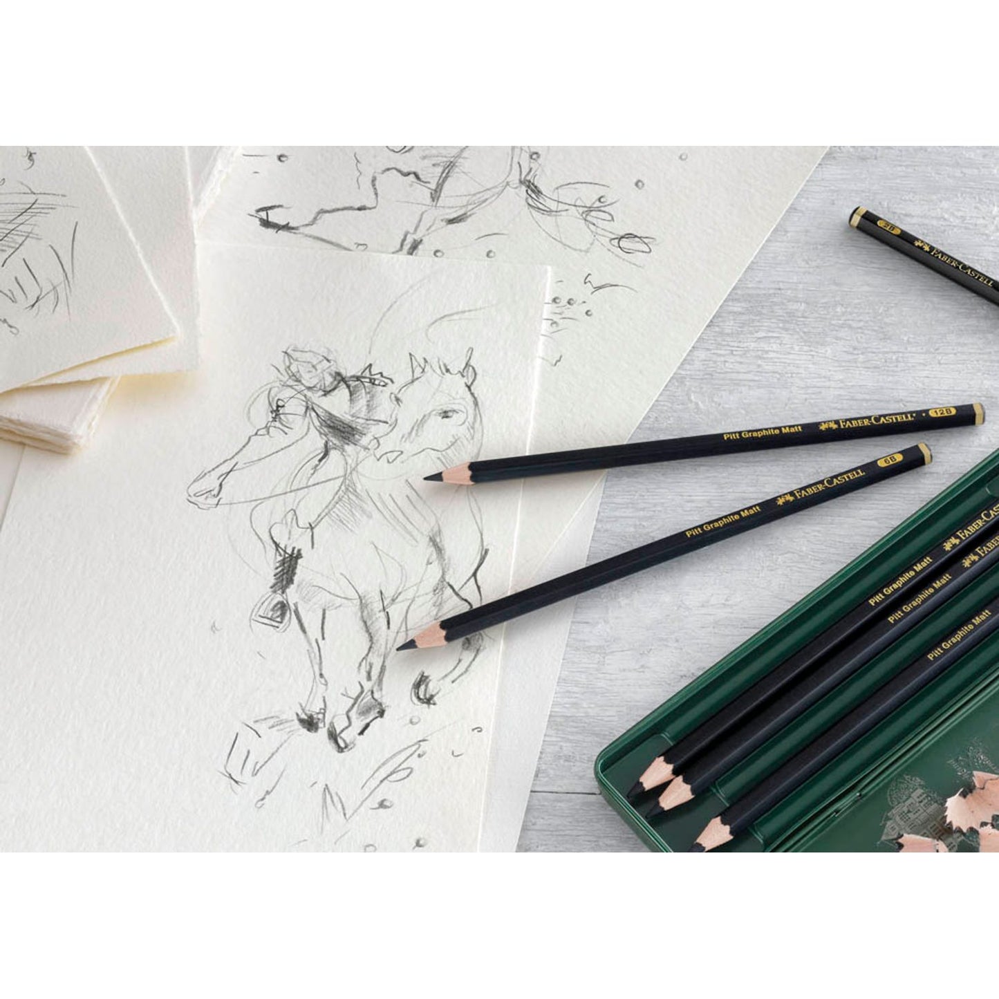 FABER-CASTELL Pitt Graphite Matt Graphitstifte schwarz | 115207 | 1 Pack = 6 St.