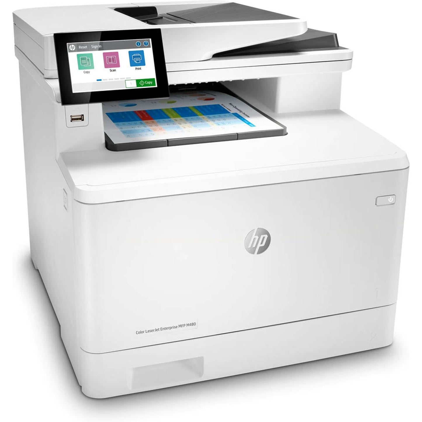 HP Color LaserJet Enterprise M480f 4 in 1 Farblaser-Multifunktionsdrucker weiß | 3QA55A