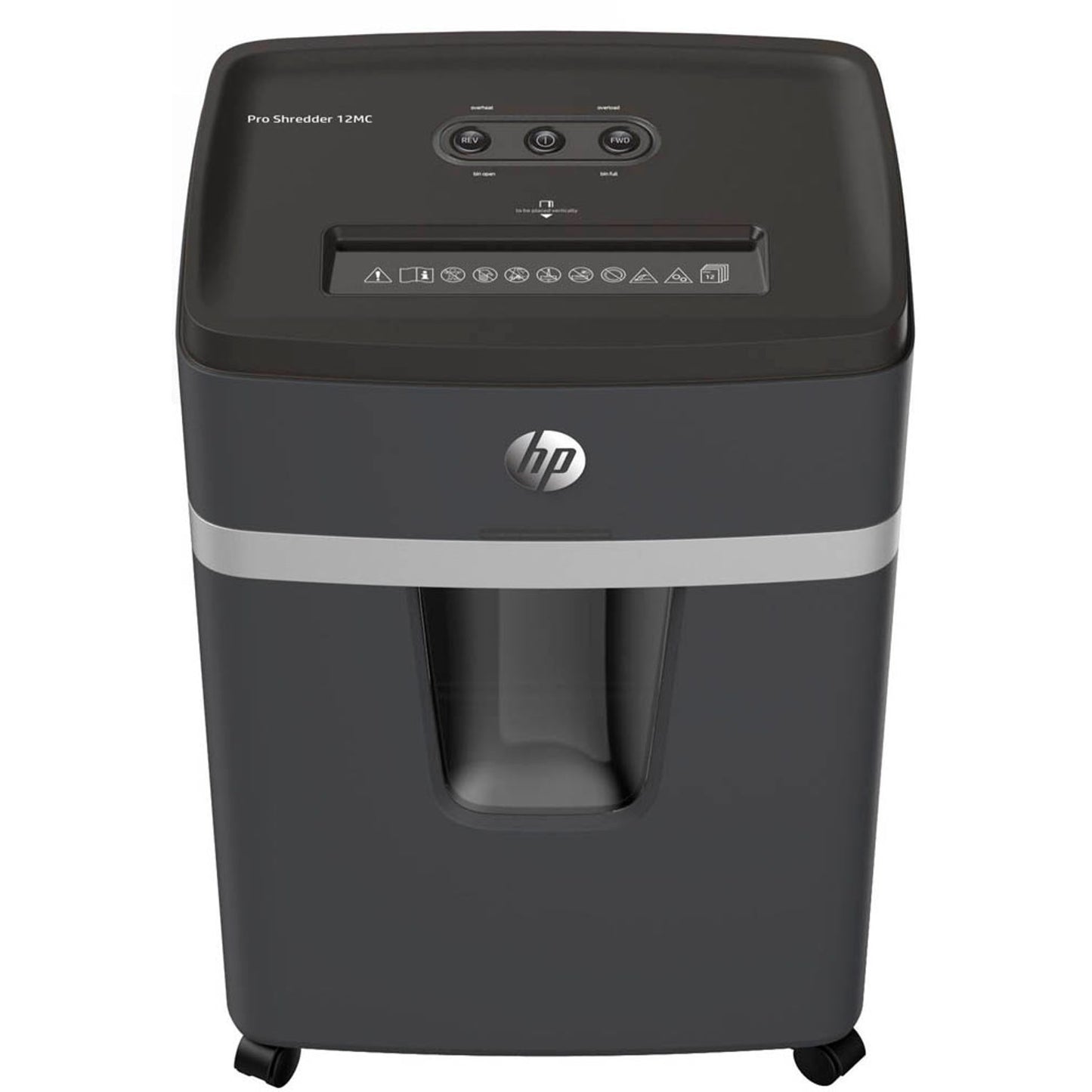 HP Pro Shredder 12MC Aktenvernichter mit Partikelschnitt P-5, 2 x 15 mm, bis , schwarz | 2814