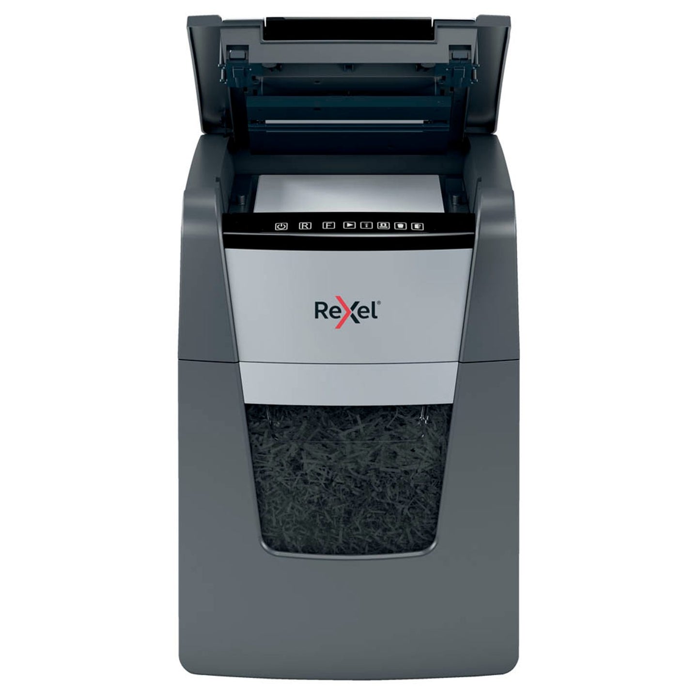 Rexel Optimum AutoFeed+ 90X Aktenvernichter mit Partikelschnitt P-4, 4 x 28 mm, bis , schwarz | 2020090,00 XEU