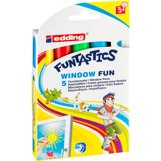 edding FUNTASTICS WINDOW FUN Kreidemarker farbsortiert 2,0 - 6,0 mm | 4-16-5 | 1 Pack = 5 St.