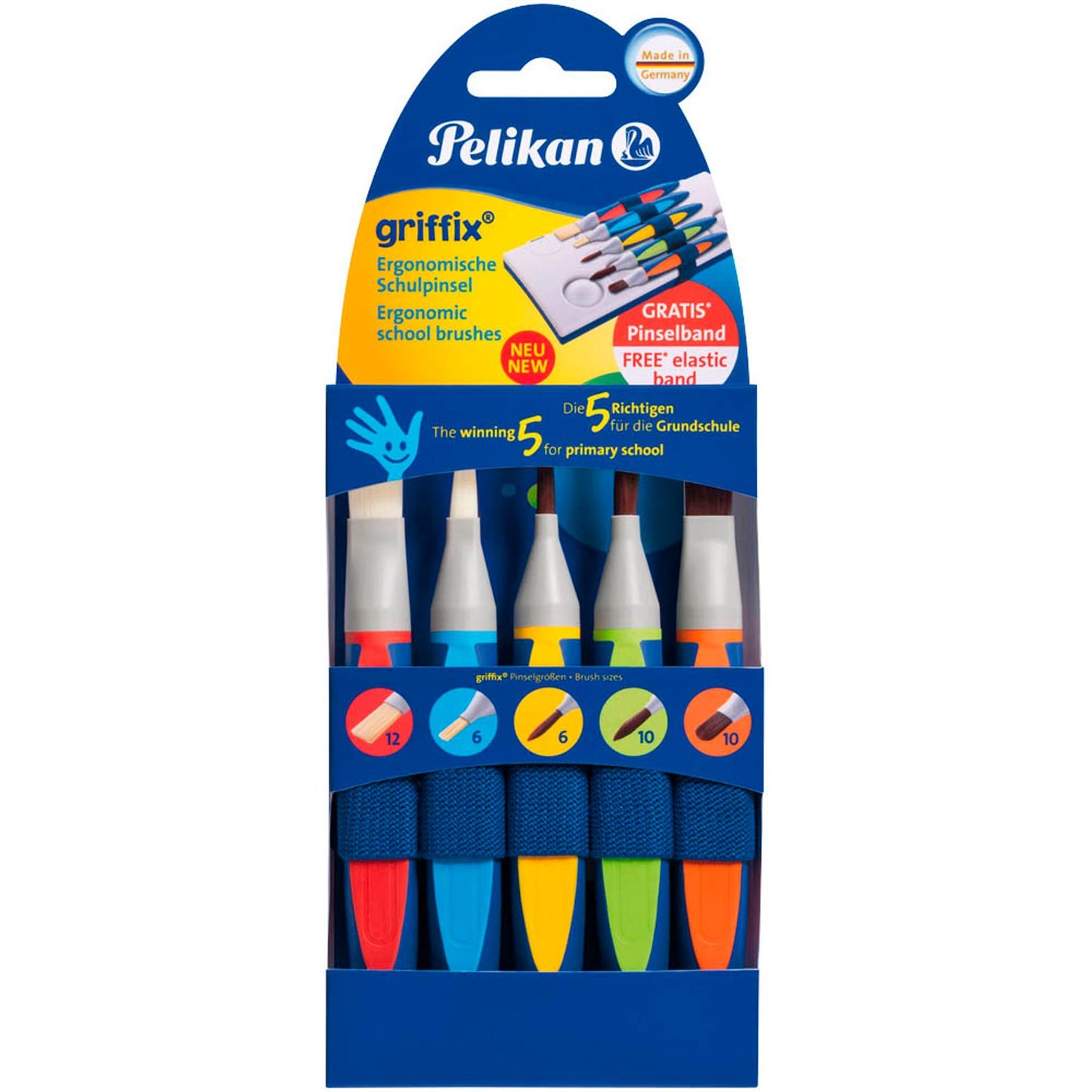 Pelikan griffix Pinsel-Set Größe 6, 10, 12, 6-teilig | 100401604 | 1 Pack = 5 St.