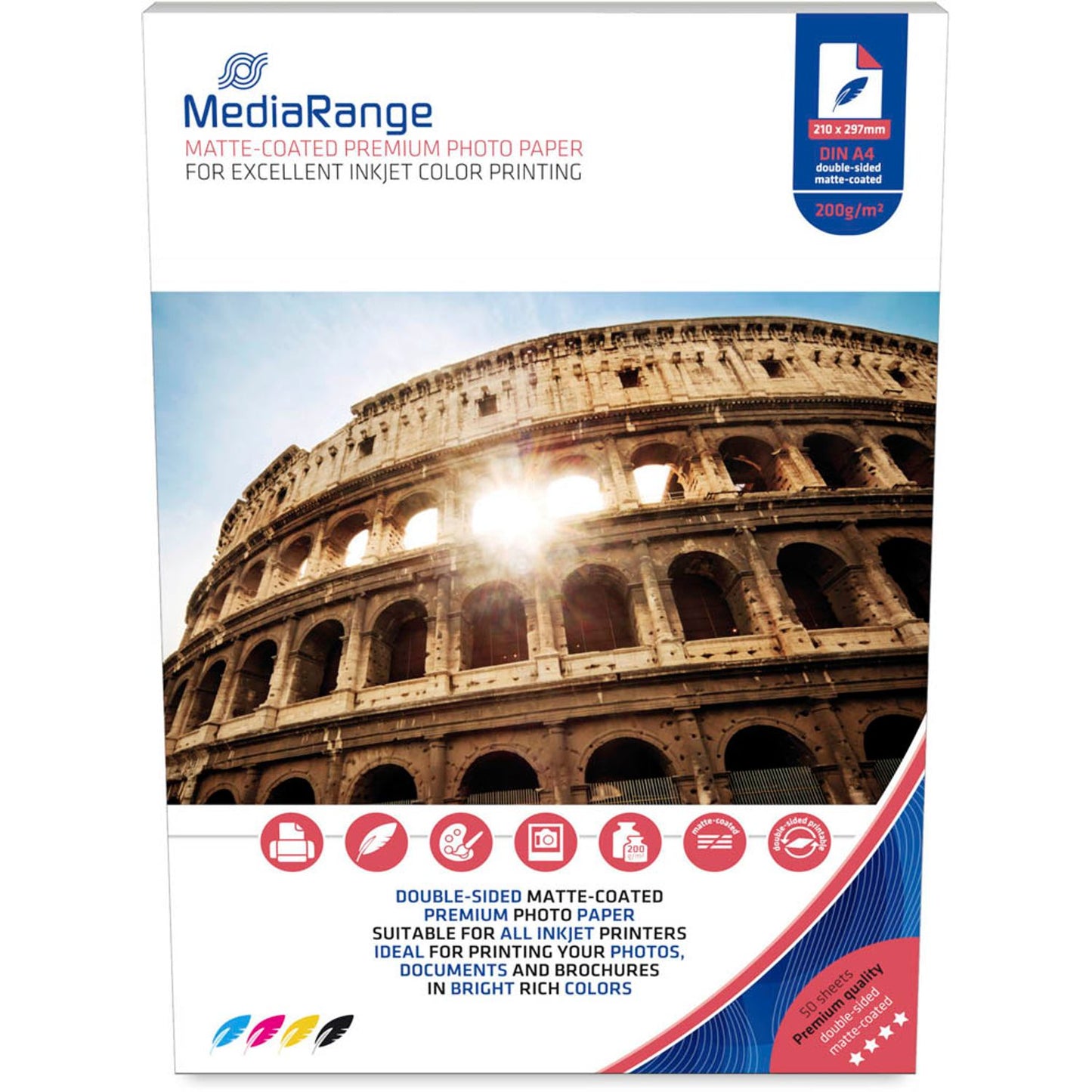 MediaRange Fotopapier DIN A4 matt 200 g/qm | MRINK102 | 1 Pack = 50 Blatt