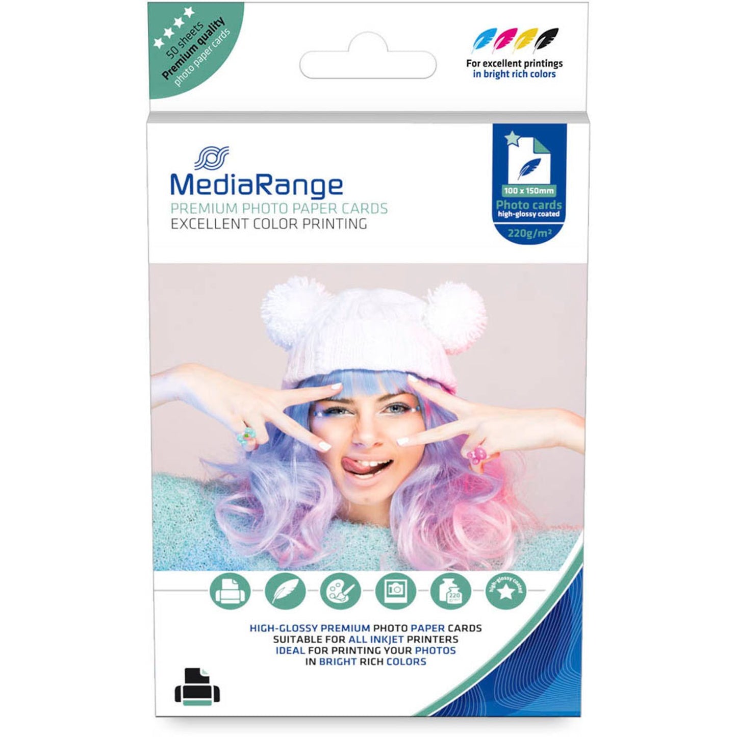 MediaRange Fotopapier 10,0 x 15,0 cm hochglänzend 220 g/qm | MRINK104 | 1 Pack = 50 Blatt