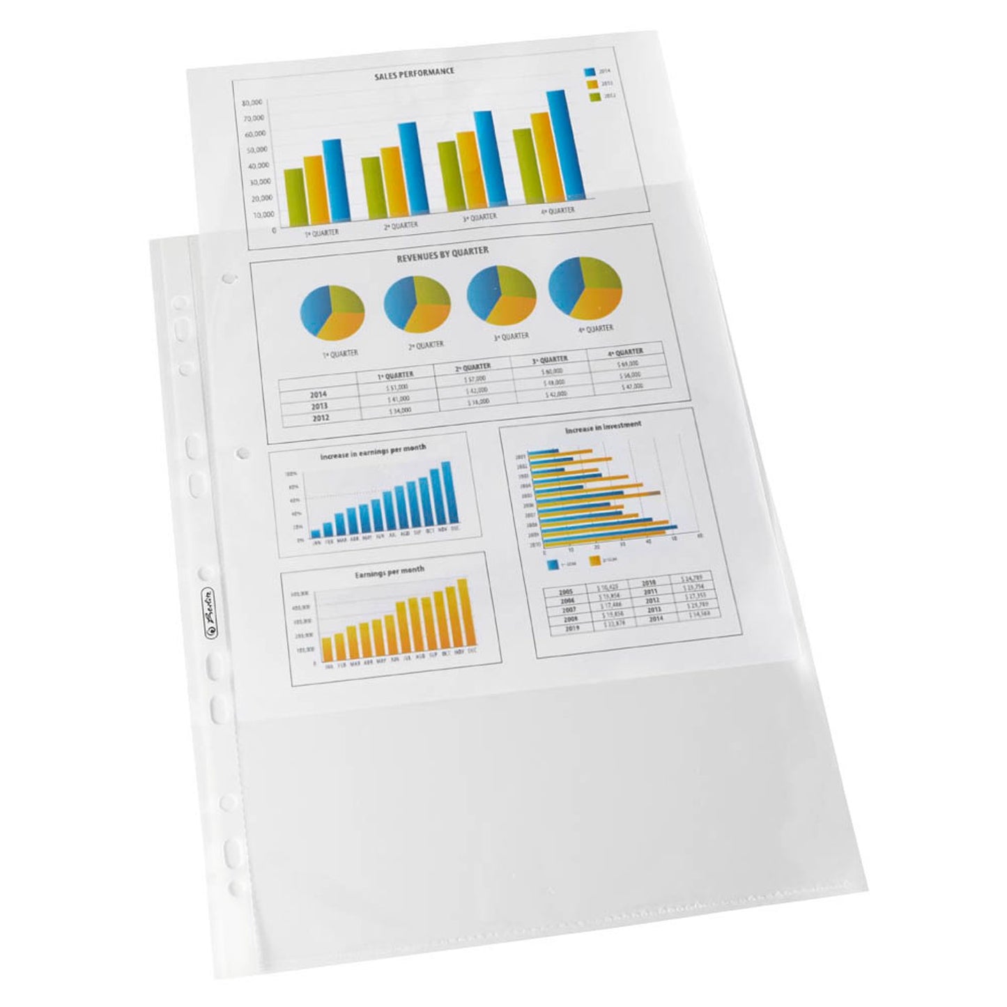 herlitz Prospekthüllen DIN A4 glasklar glatt 0,05 mm | 100810107 | 1 Pack = 100 St.