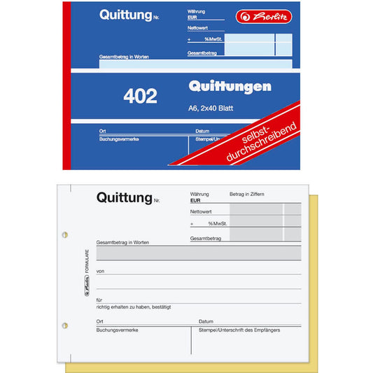 herlitz Quittung mit MwSt. separat ausgewiesen Formularbuch 402 | 300010509