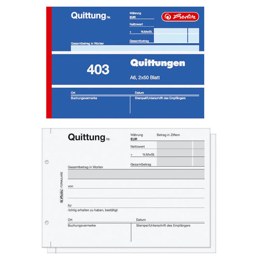 herlitz Quittung mit MwSt. separat ausgewiesen Formularbuch 403 | 300010508
