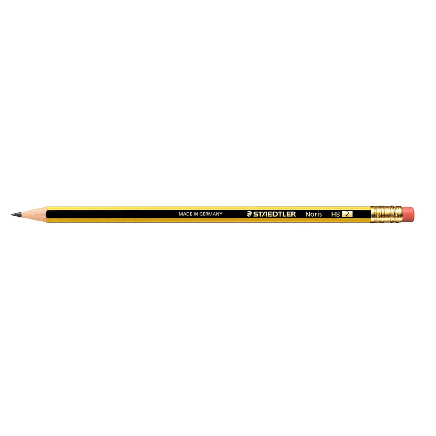 STAEDTLER Noris 122 Bleistifte HB schwarz/gelb mit Radierer | NORIS122HB | 1 Pack = 12 St.