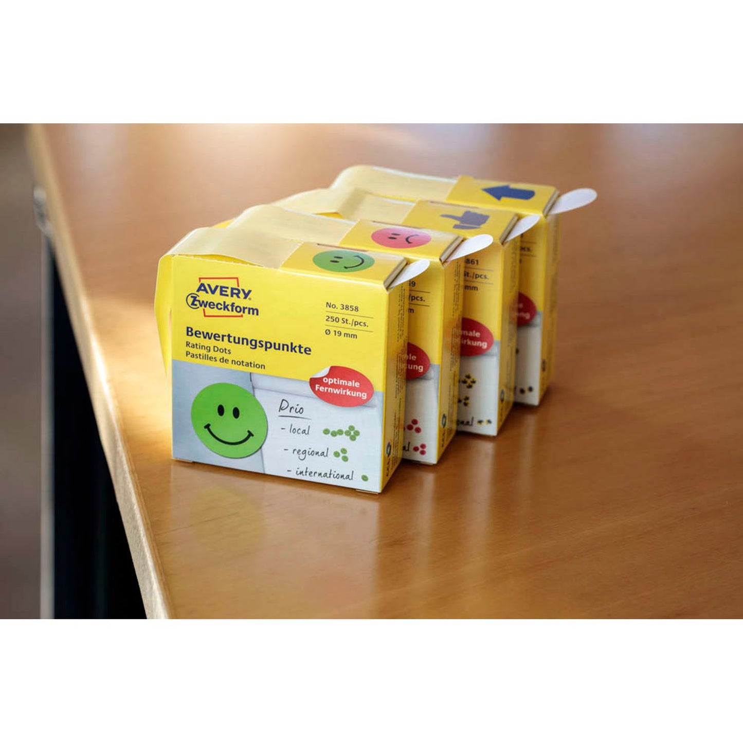AVERY Zweckform Bewertungspunkte Gesicht, grün, 250 Etiketten | 3858 | 1 Rolle = 250 St.
