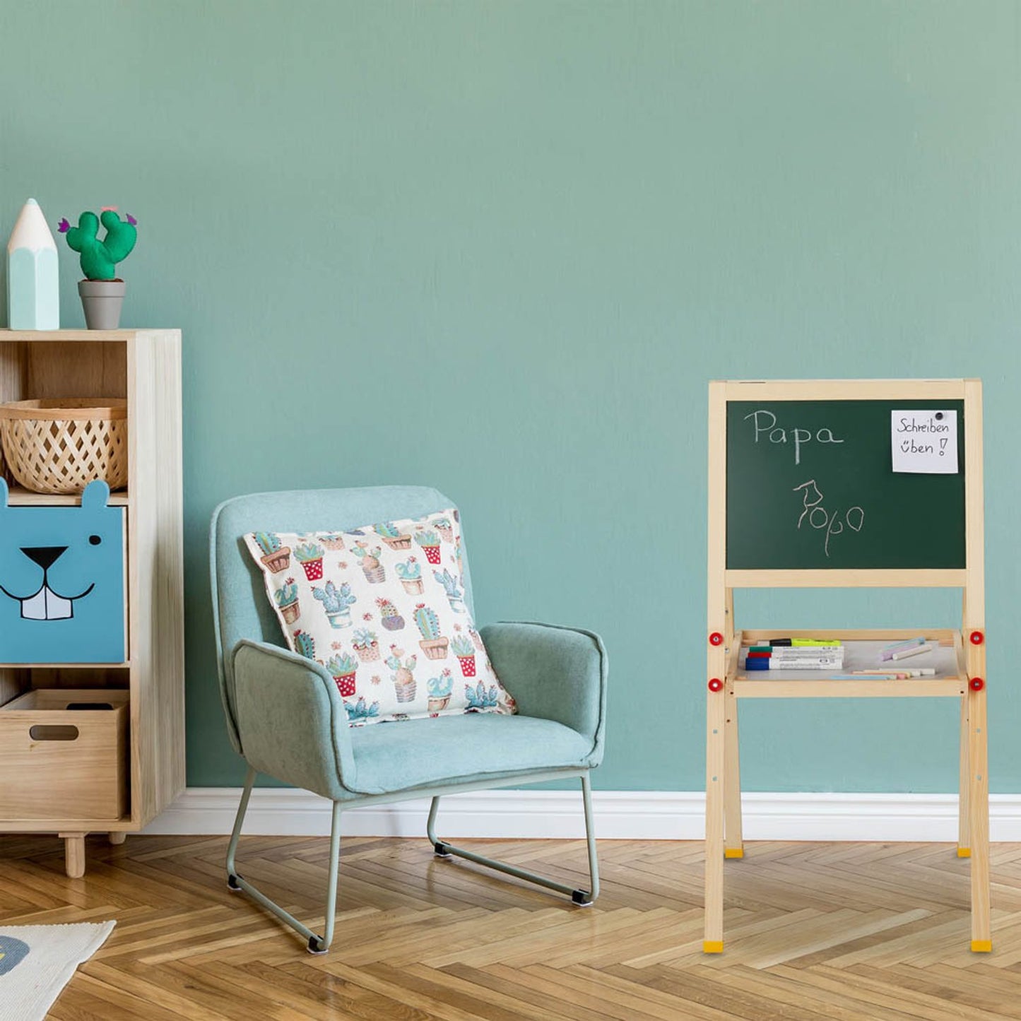 relaxdays Kindertafel 34,0 x 24,0 cm weiß/grün | 10027237_0