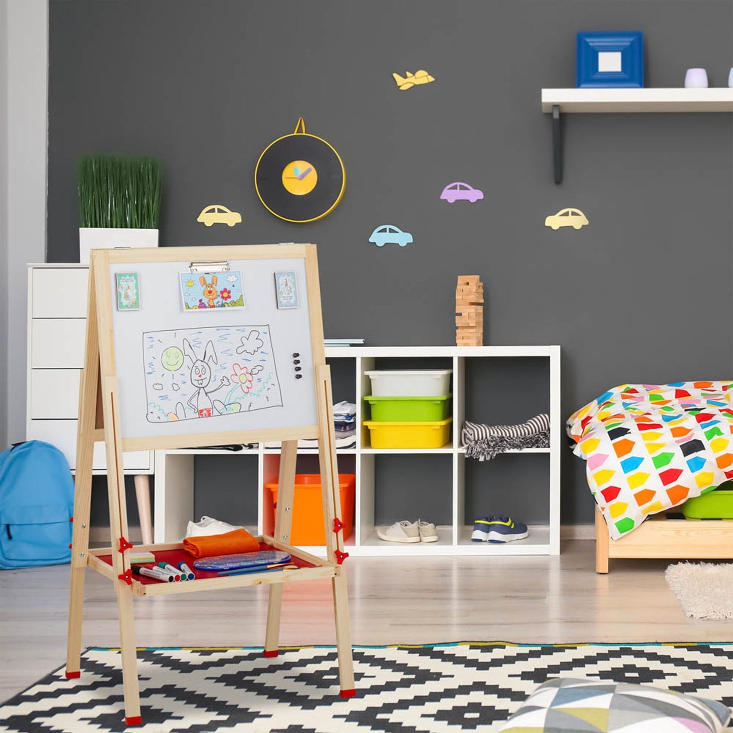 relaxdays Kindertafel 49,0 x 39,0 cm weiß/grün | 10027239_0