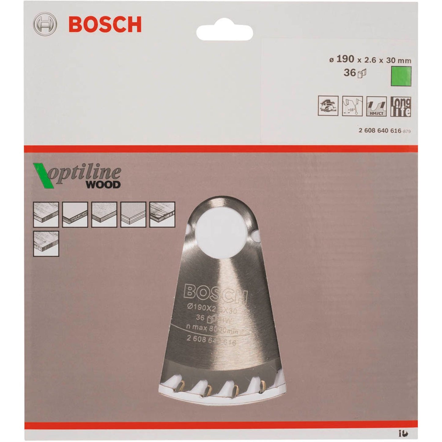 BOSCH Optiline Wood Kreissägeblatt 190,0 mm, 36 Zähne | 2608640616