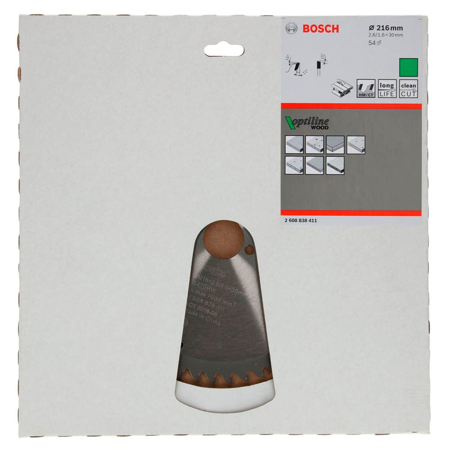 BOSCH Optiline Wood Kreissägeblatt 216,0 mm, 54 Zähne | 2608838411