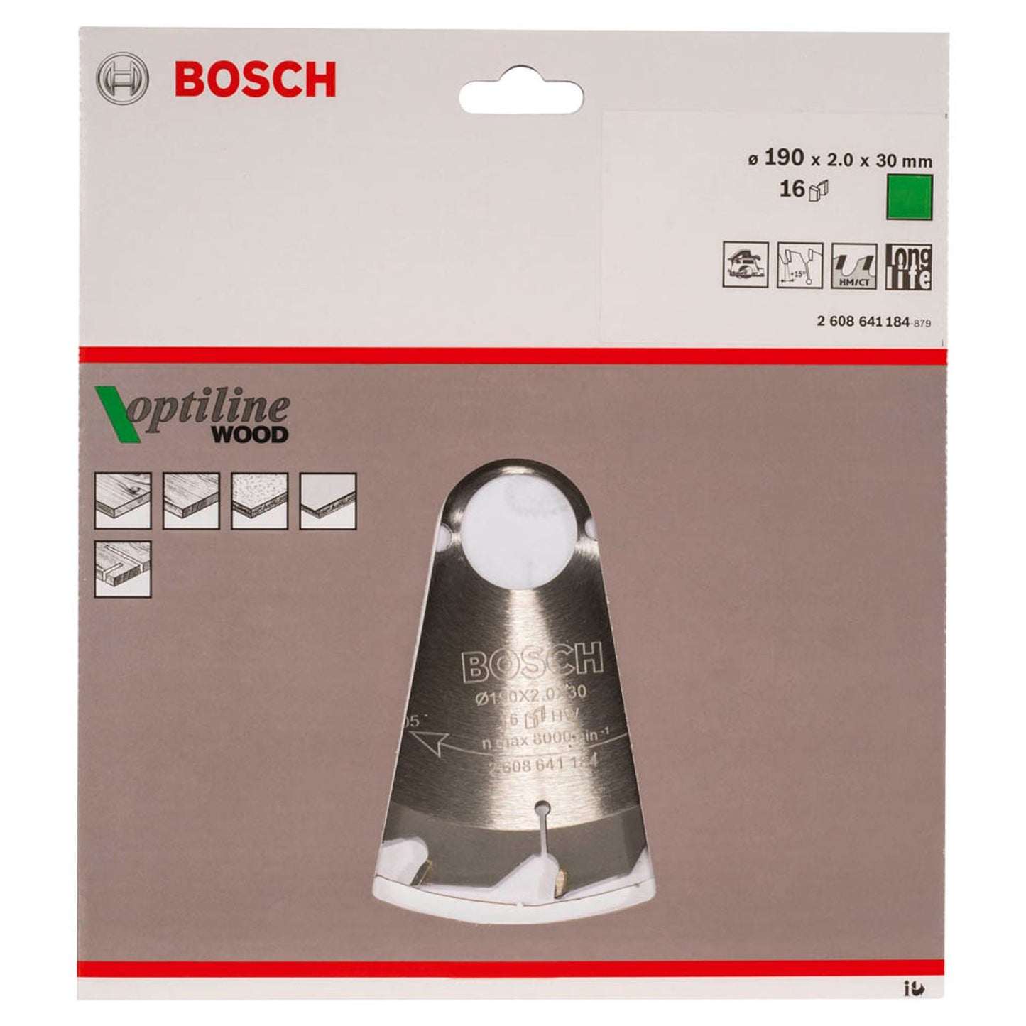BOSCH Optiline Wood Kreissägeblatt 190,0 mm, 16 Zähne | 2608641184