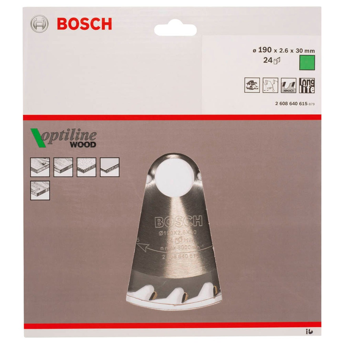 BOSCH Optiline Wood Kreissägeblatt 190,0 mm, 24 Zähne | 2608640615