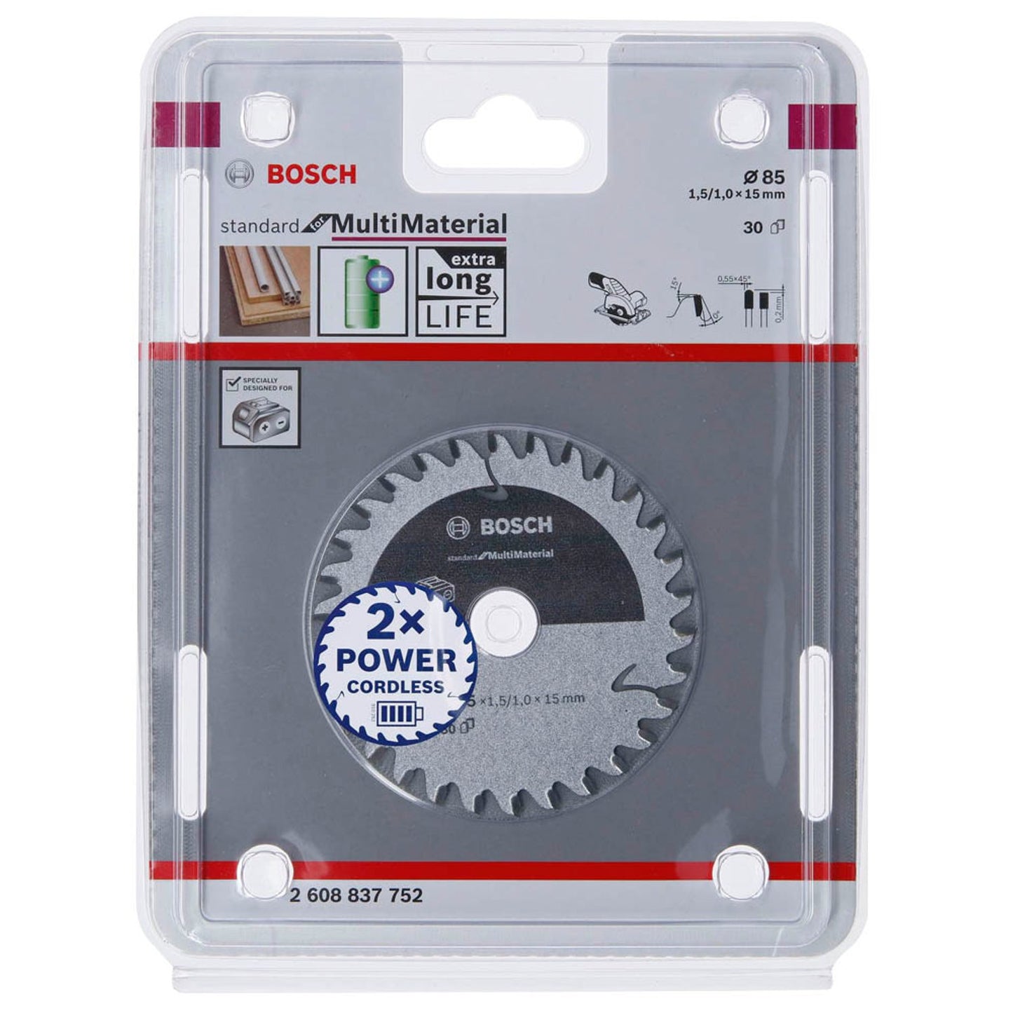 BOSCH Standard for Multi Material Kreissägeblatt 85,0 mm, 30 Zähne | 2608837752
