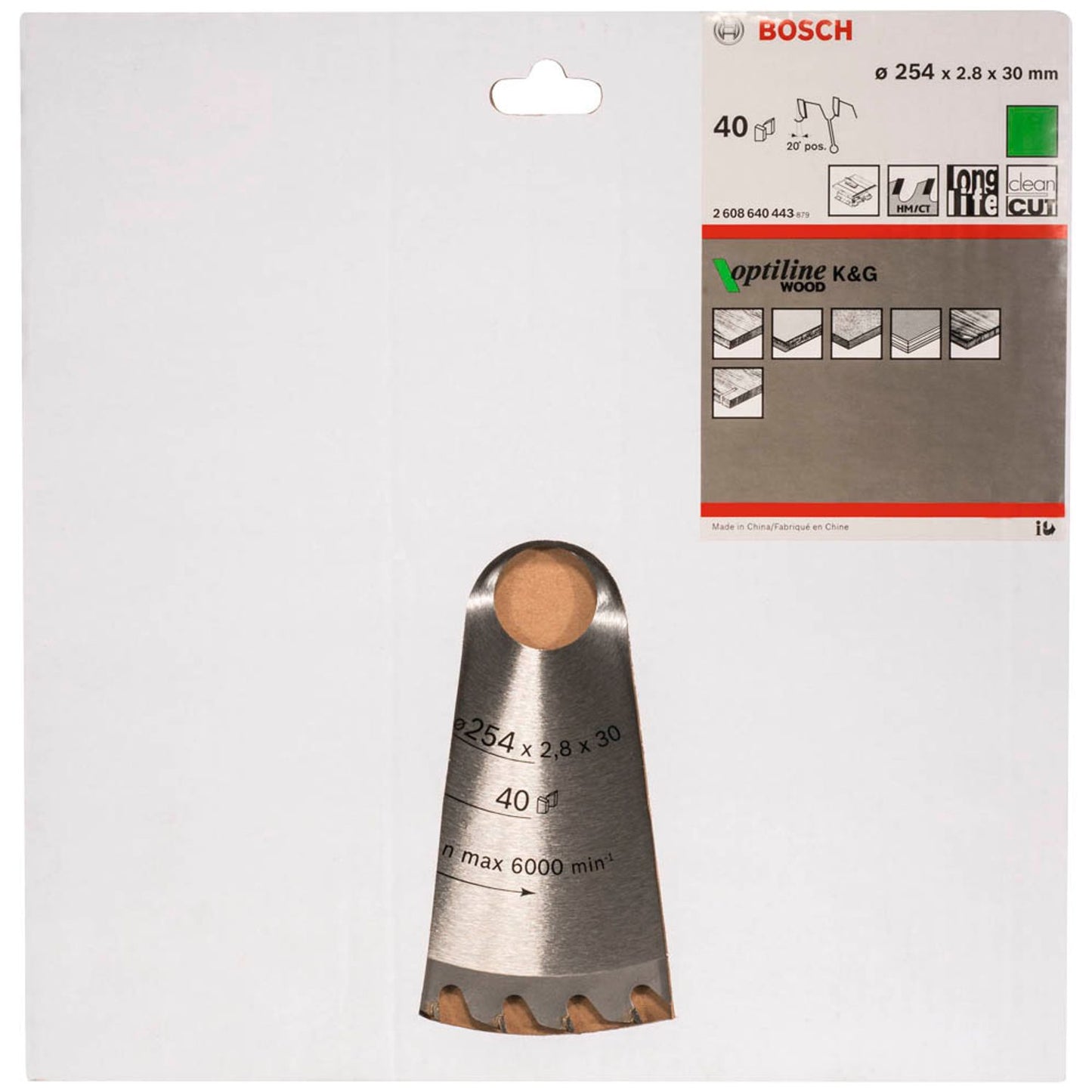 BOSCH Optiline Wood Kreissägeblatt 254,0 mm, 40 Zähne | 2608640443