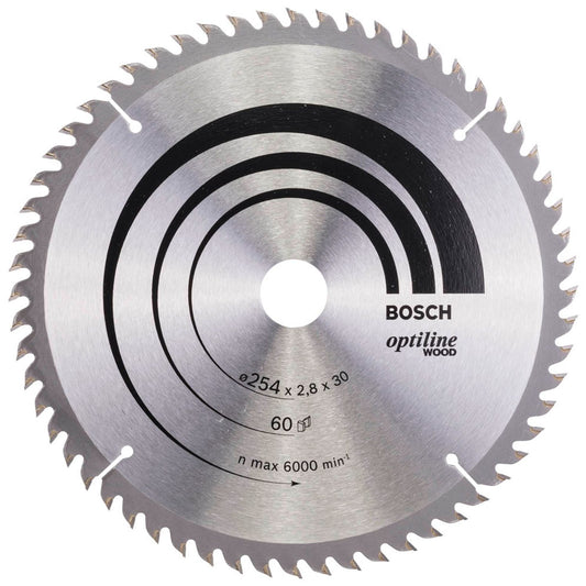 BOSCH Optiline Wood Kreissägeblatt 254,0 mm, 60 Zähne | 2608640444