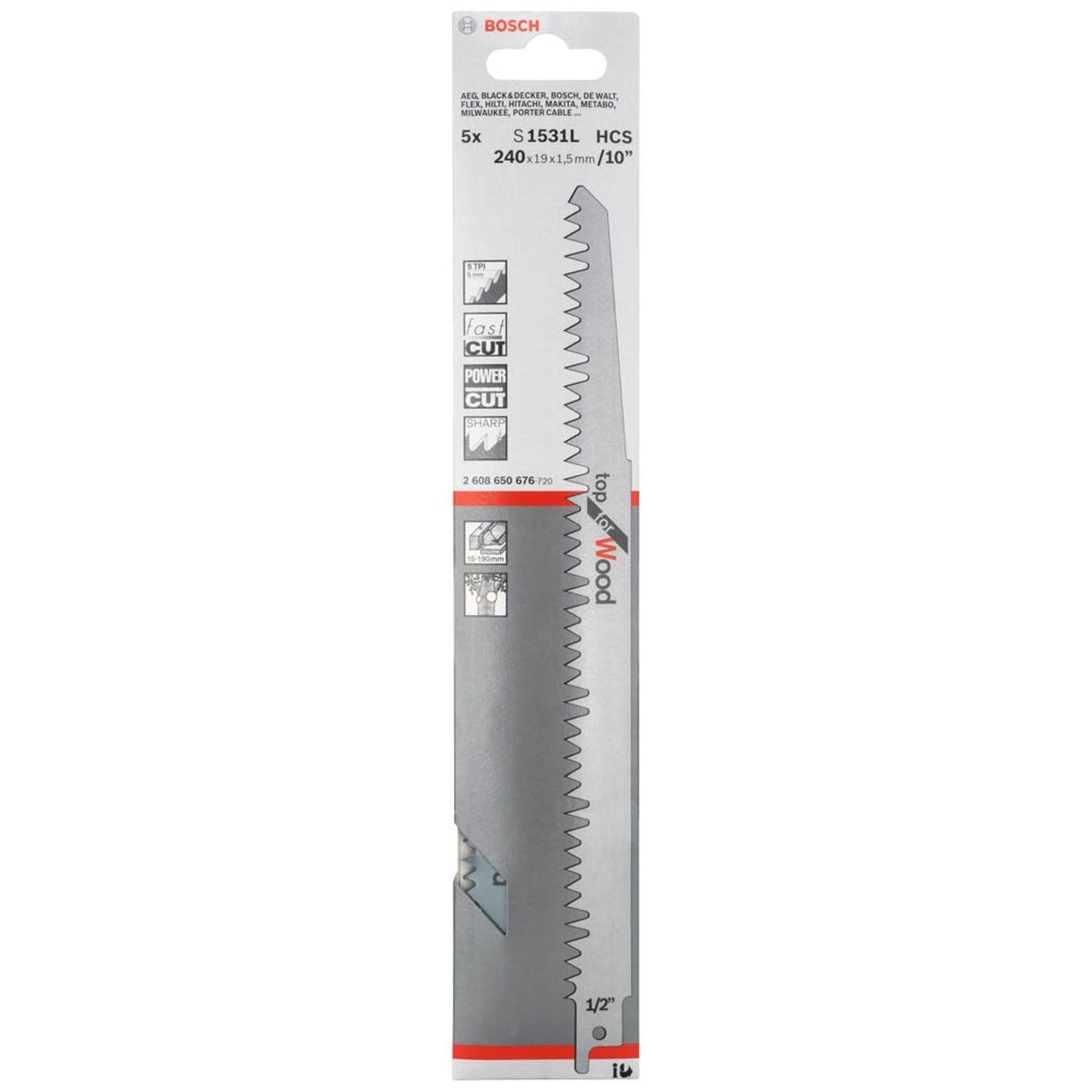 BOSCH S 1531 L Säbelsägeblätter | 2608650676 | 1 Pack = 5 St.