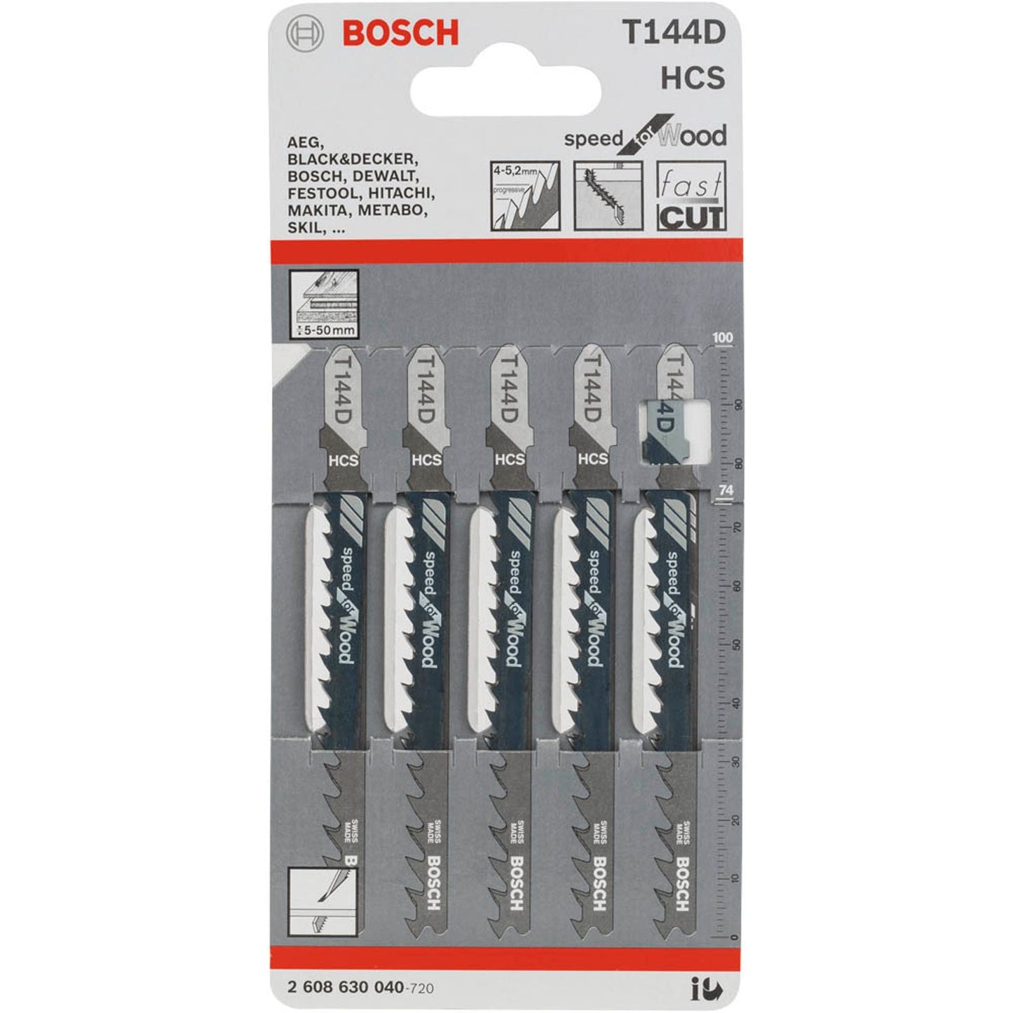 BOSCH T 144 D Stichsägeblätter | 2608630040 | 1 Pack = 5 St.