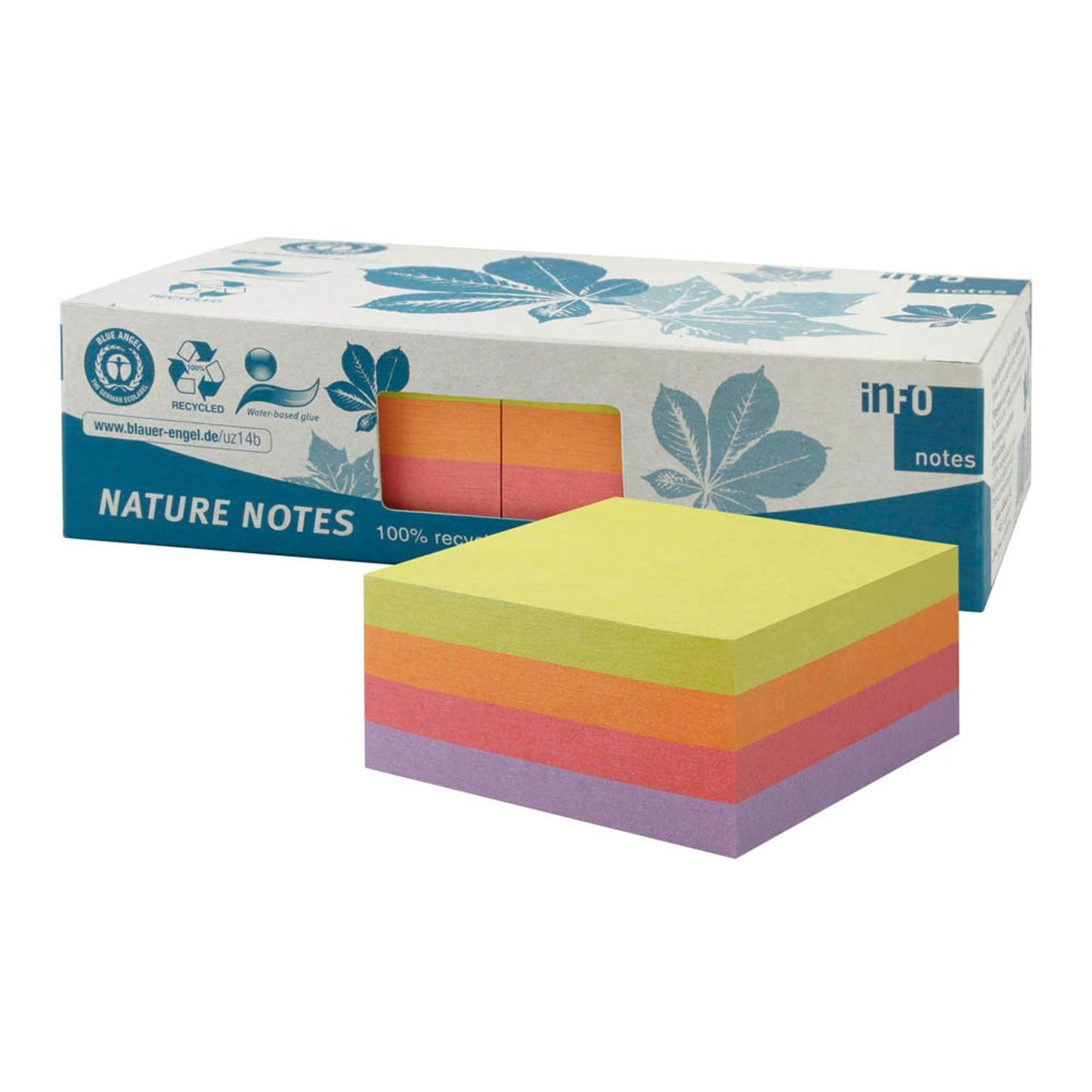 inFO Recycling Haftnotizen farbsortiert, 2 Würfel | 5654-97BOX | 1 Pack = 2 Würfel