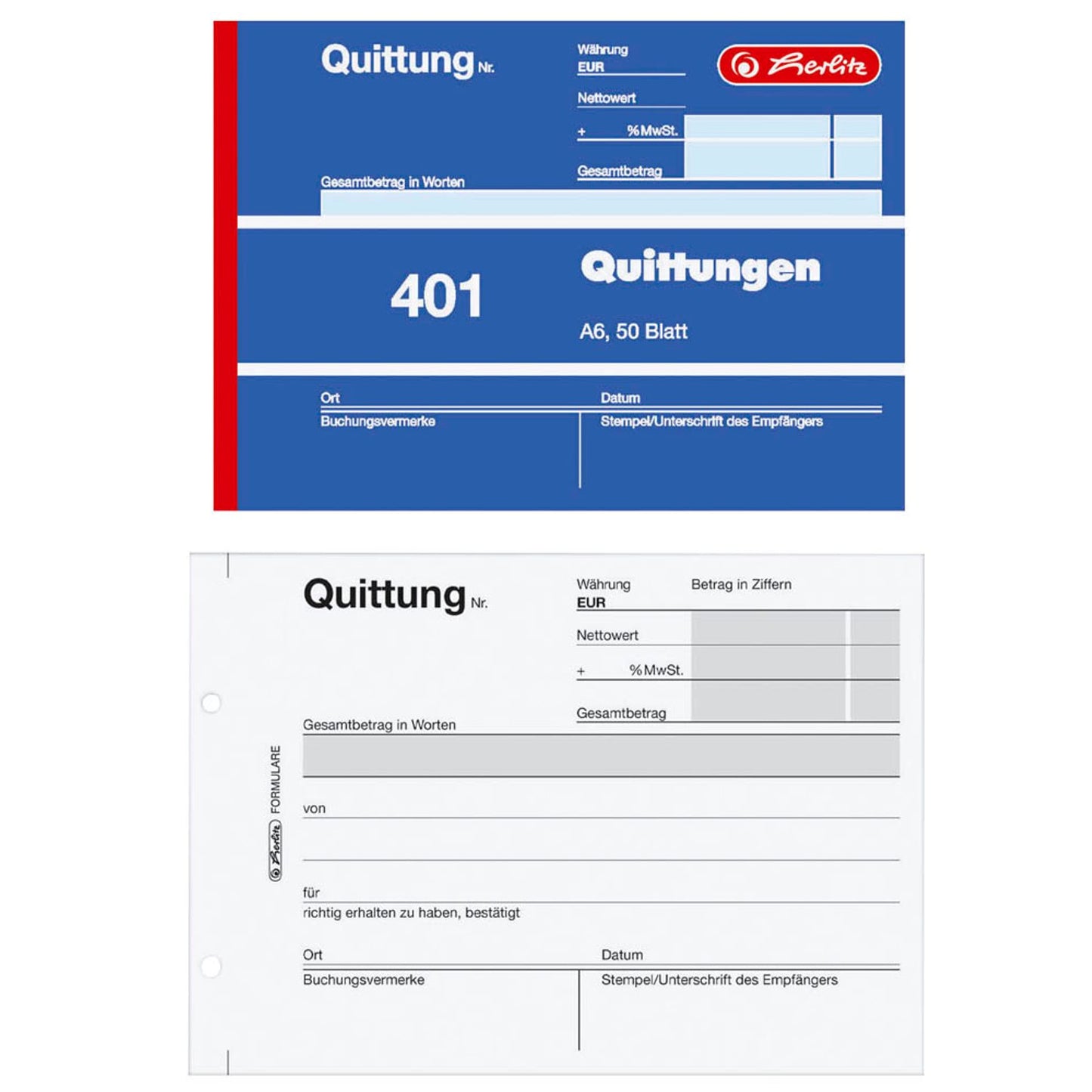 herlitz Quittung, MwSt. separat ausgewiesen Formularbuch 401 | 300010507