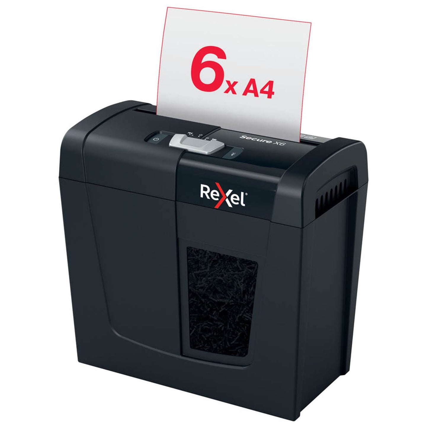 Rexel Secure X6 Aktenvernichter mit Partikelschnitt P-4, 4 x 40 mm, bis , schwarz | 2020122EU