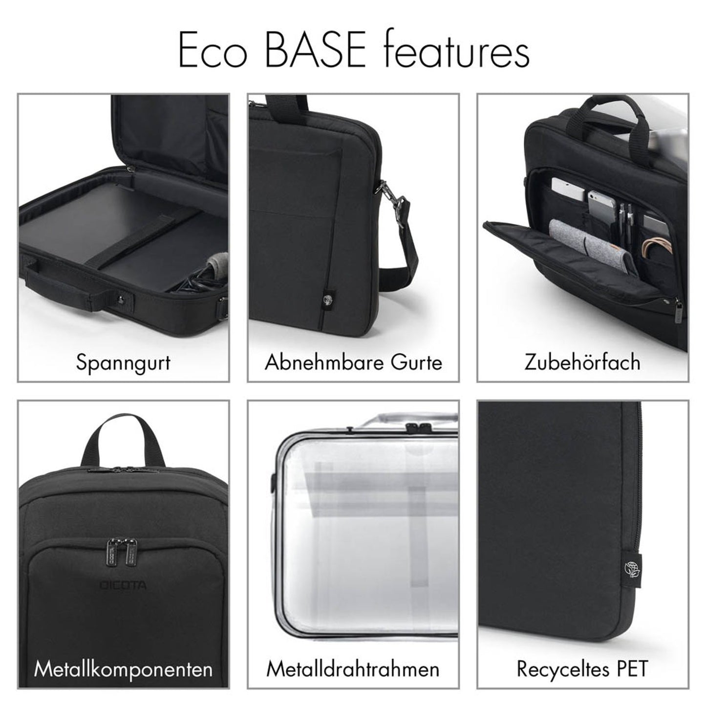DICOTA Laptoptasche Eco Slim Case BASE Kunstfaser schwarz bis 39,6 cm (15,6 Zoll) | D31308-RPET