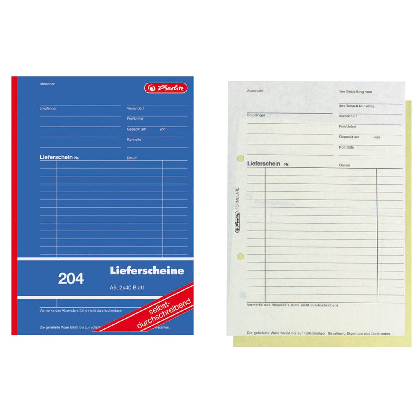 herlitz Lieferschein mit Empfangsschein Formularbuch 204 | 300010483