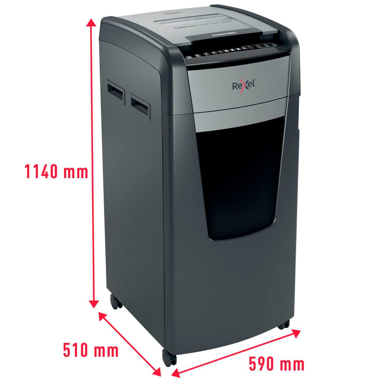 Rexel Optimum AutoFeed+ 750M Aktenvernichter mit Partikelschnitt P-5, 2 x 15 mm, bis , schwarz | 2020750MEU
