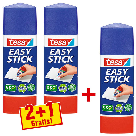 tesa + 1 GRATIS: 2 EASY STICK ecoLOGO Klebestifte 25,0 g + GRATIS | 57047-00000-01 | 1 Aktionspack = 2 St.