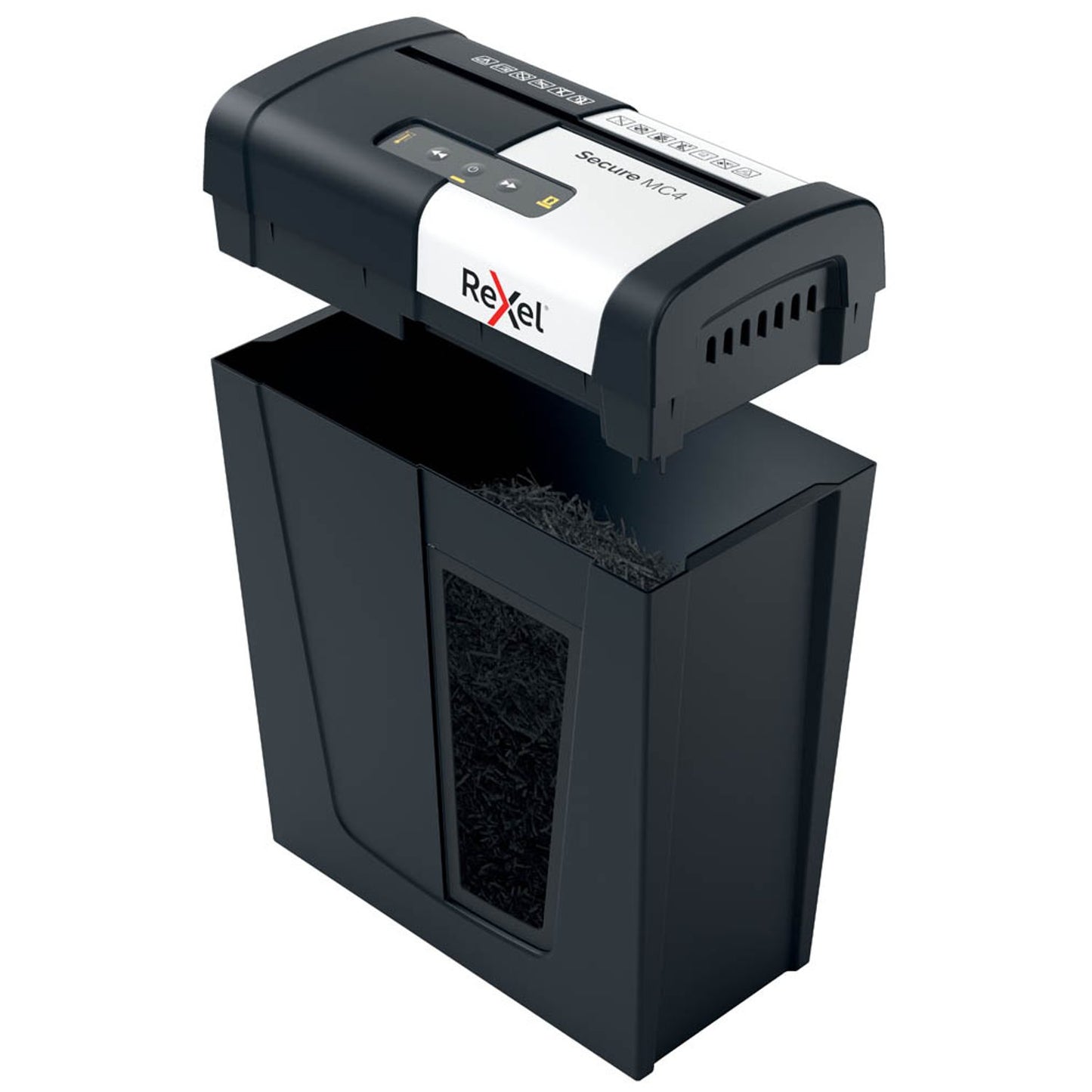 Rexel Secure MC4 Aktenvernichter mit Partikelschnitt P-5, 2 x 15 mm, bis , schwarz | 2020129EU