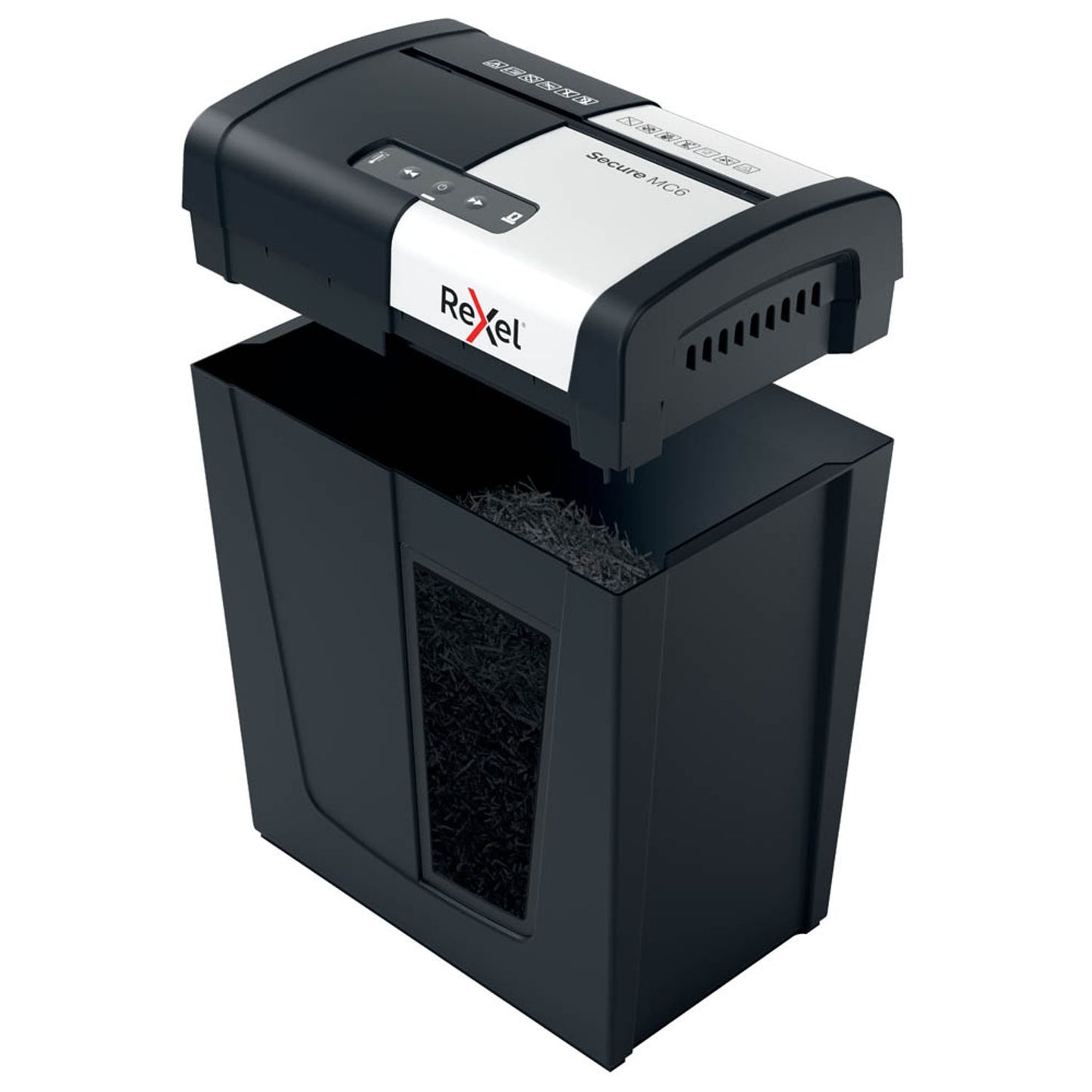 Rexel Secure MC6 Aktenvernichter mit Partikelschnitt P-5, 2 x 15 mm, bis , schwarz | 2020130EU