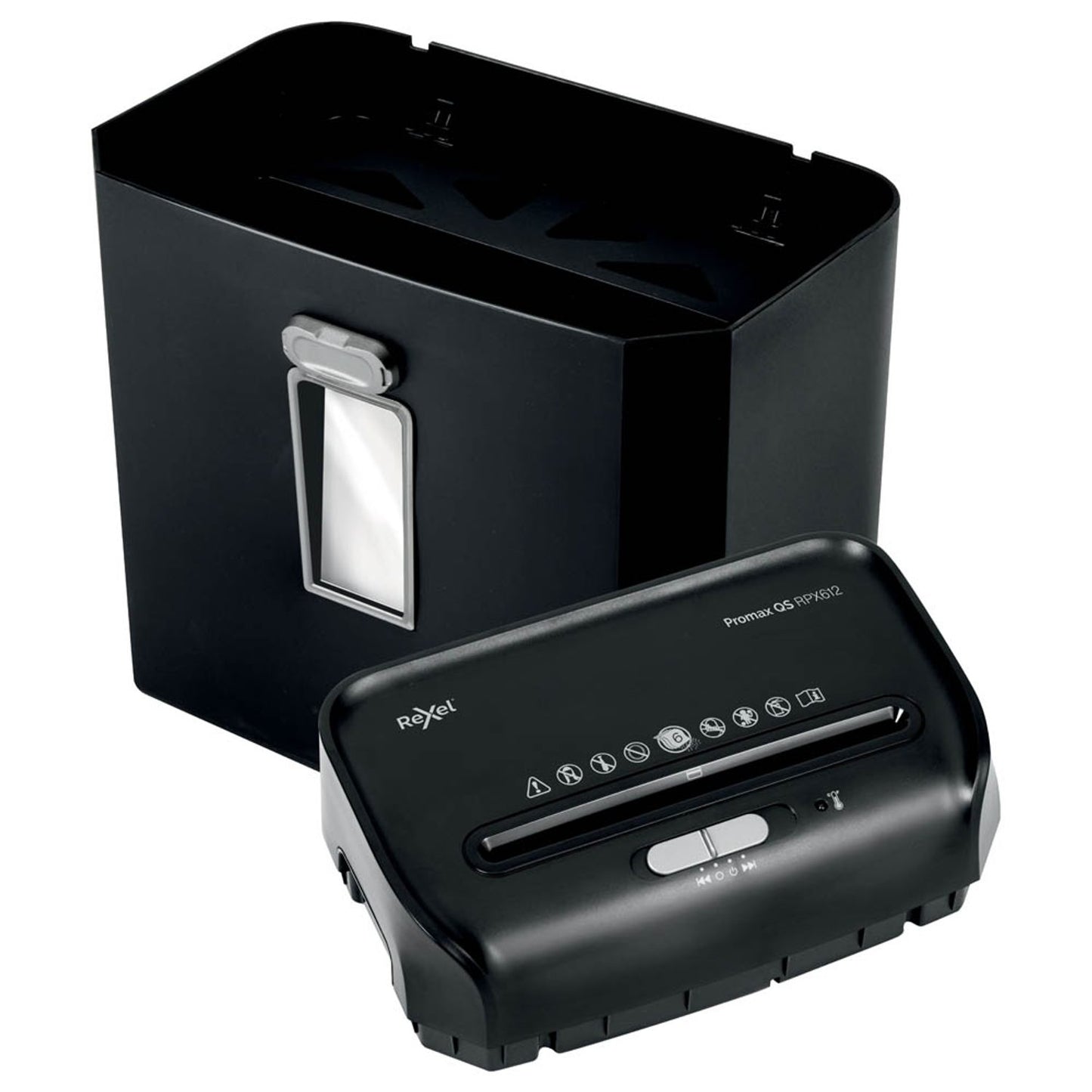Rexel ProMax RPX612 Aktenvernichter mit Partikelschnitt P-4, 4 x 40 mm, bis , schwarz | 2104579EU