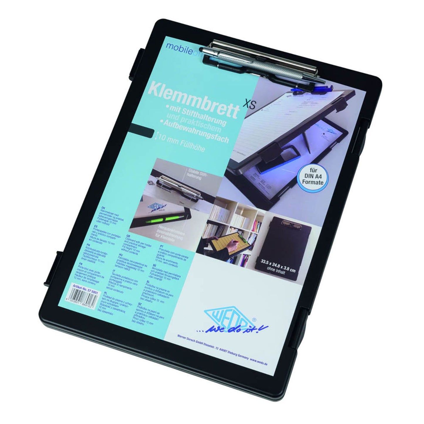 WEDO Klemmbrett XS DIN A4 schwarz Kunststoff | 57 5001