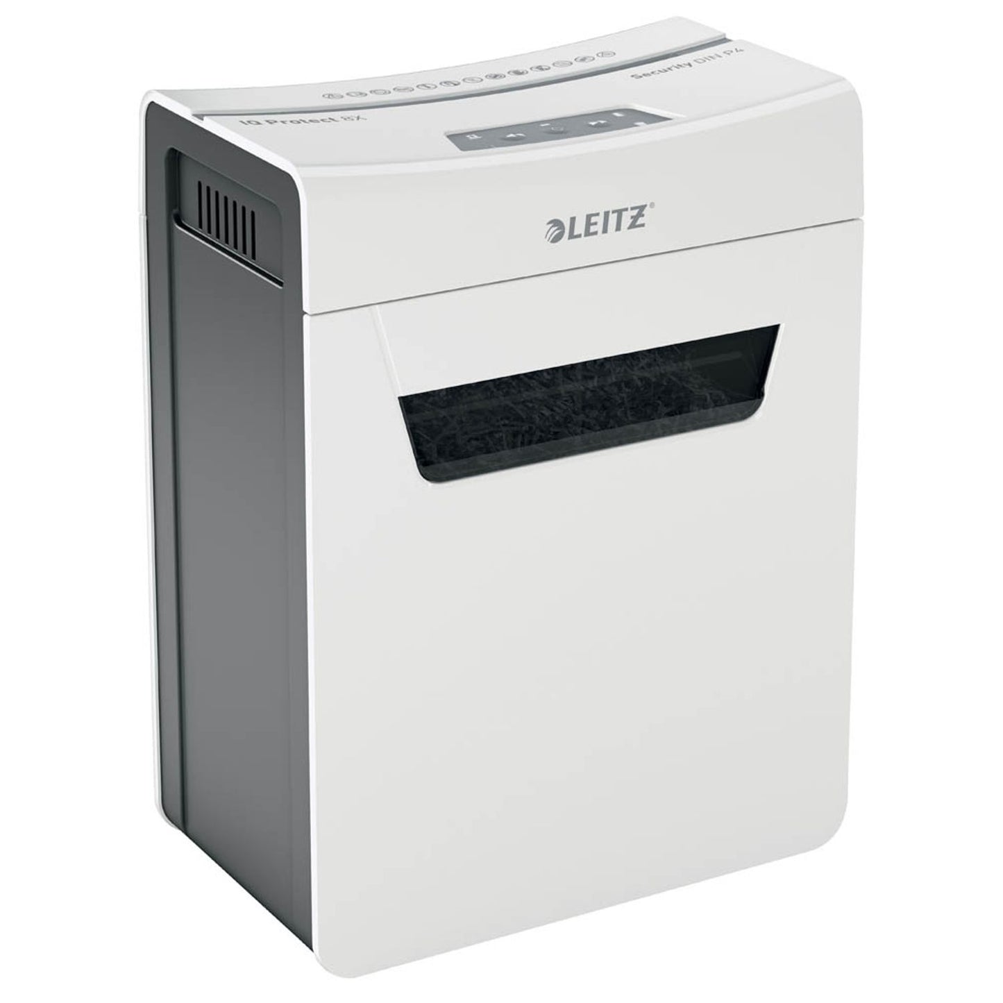 LEITZ IQ 8X Protect Premium Aktenvernichter mit Partikelschnitt P-4, 4 x 40 mm, bis , weiß | 80910000