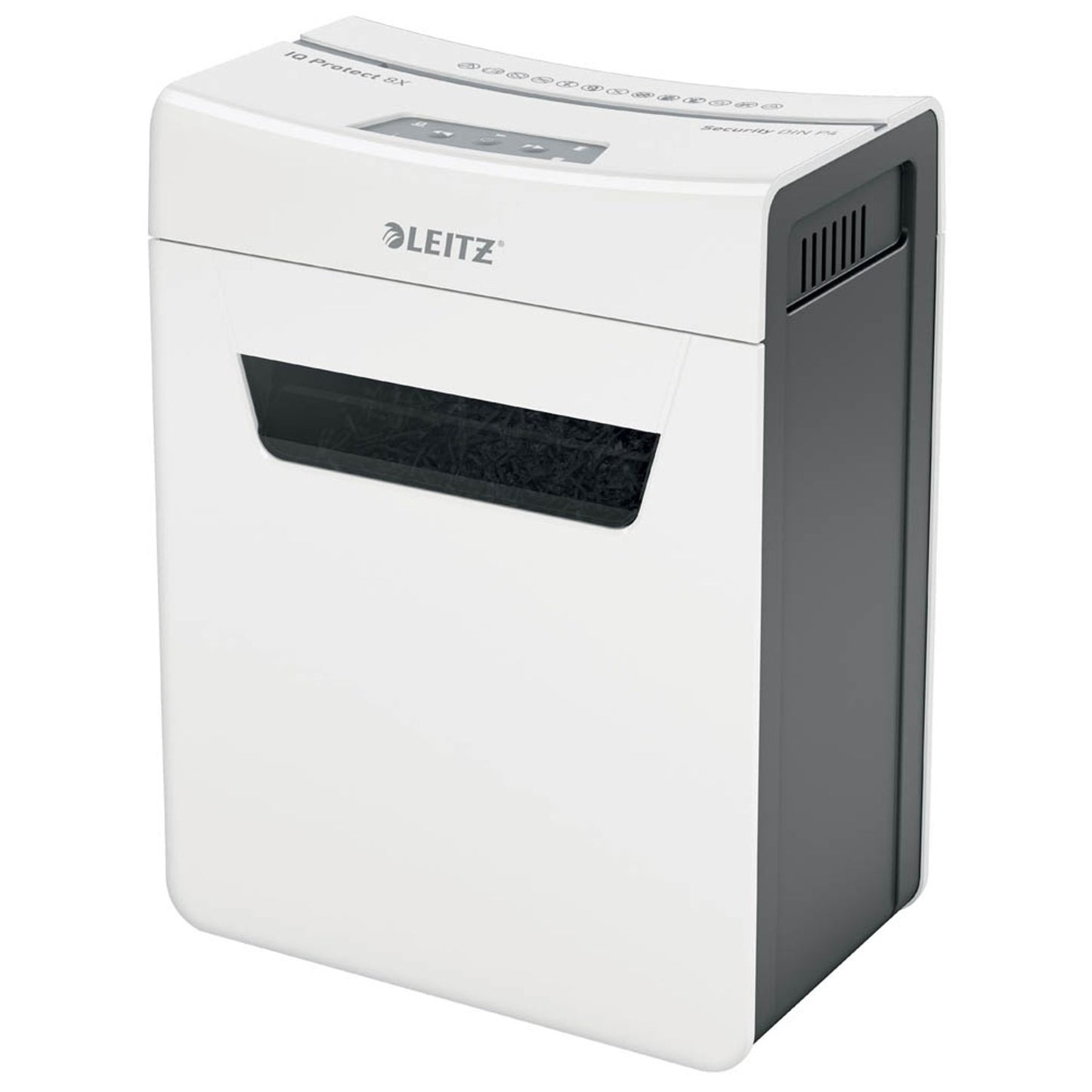 LEITZ IQ 8X Protect Premium Aktenvernichter mit Partikelschnitt P-4, 4 x 40 mm, bis , weiß | 80910000